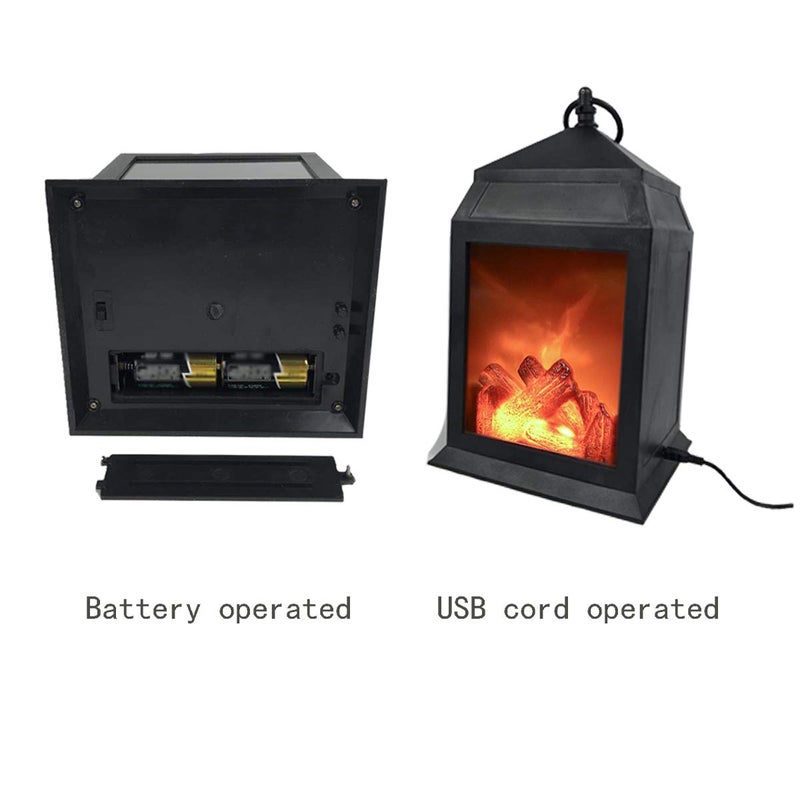 DECANIT Fireplace Lantern and Battery Operated USB Operated 6 Hour Timer Included Tabletop Fireplace Lantern Indoor/Outdoor Fireplace Lamp (1 Pack House Shape No Heater Function Size:6.3x5.5x12 Inch) - Image 4